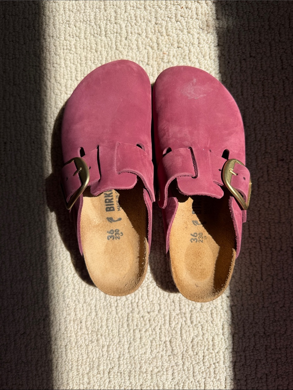 Birkenstock Women's Boston Big Buckle Clog in Deep Berry Oiled Leather